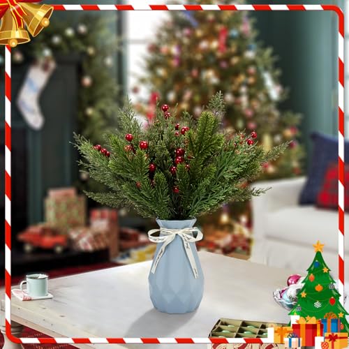 Artificial Pine Branches Set of 40 Assorted Faux Evergreen Stems for Christmas Wreaths & Garlands - Green