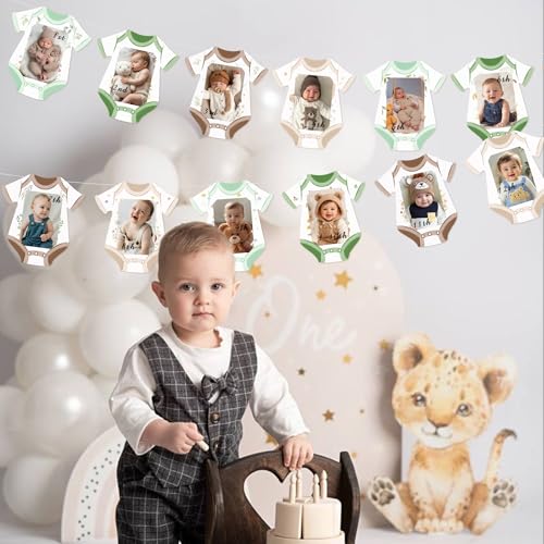 Safari Baby Shower Banner, Jungle Animal Monthly Milestone Photo Garland