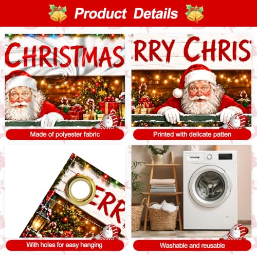 Santa's Shop Garage Door Banner - 7x16FT Christmas Outdoor Decoration - Winter Scene