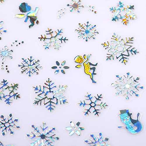 Christmas Nail Stickers - 8 Sheets 3D Holographic Winter Decals