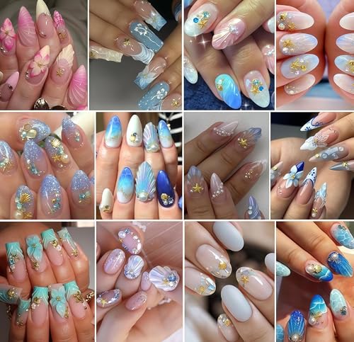 Starfish Nail Charms 3D Beach Seashell Rhinestones 300Pcs