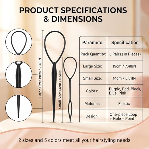 UPSTORE 10-Piece Plastic Magic Hair Braider and Ponytail Styling Kit