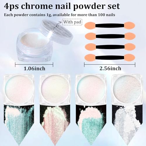 SIUSIO Chrome Nail Powder Set 4 Colors Metallic Mirror Pigment Kit