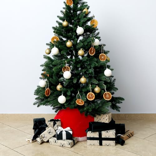 Mini Christmas Tree Collar Set - 3 Pcs Red Plush for 2-4 ft Trees - Variation 3