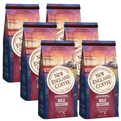 New England Coffee Bold Decision Dark Roast Ground Coffee, 10oz (Pack of 6)