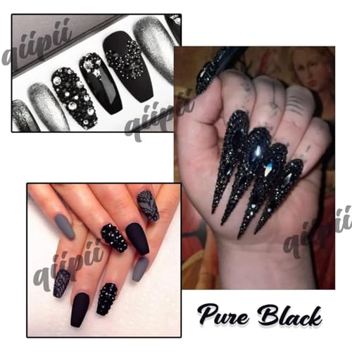 qiipii 5300PCS 3mm Black Resin Flatback Rhinestones for Crafts & Makeup