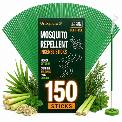 Orlixynora Citronella Mosquito Repellent Incense Sticks - 150 Count