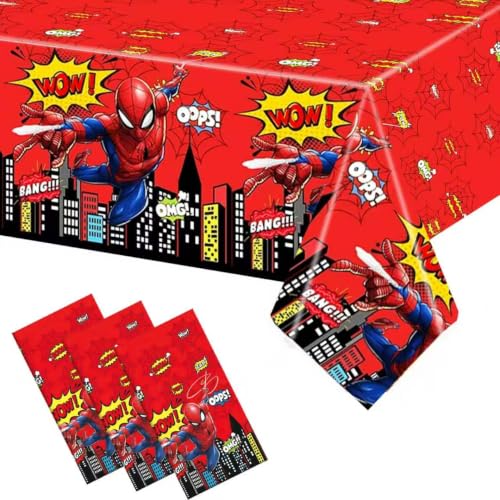Cartoon Spider Table Cloths - 3 Disposable Plastic Covers for Parties