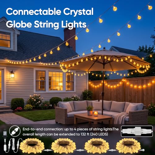 Color Changing Outdoor String Lights 66ft 120LED Waterproof Twinkle Lights - Remote Control