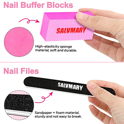 SALVMARY Nail File and Buffer Block Set - 8 Pcs Professional Manicure Kit