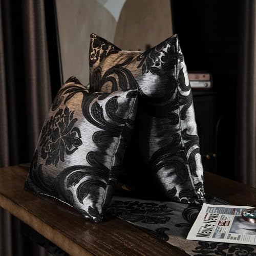NAPEARL Black Jacquard Throw Pillow Covers, 20x20 Inch Set of 2