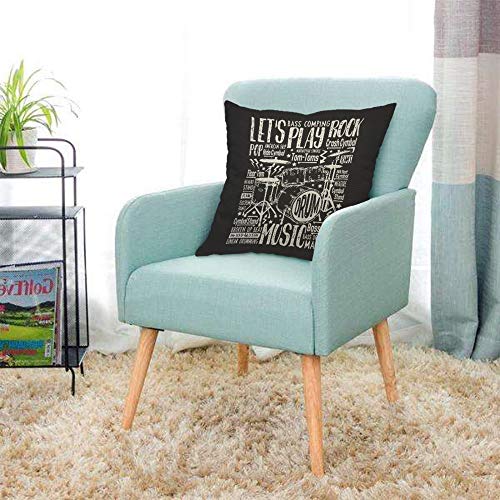 Music Rock Drums Throw Pillow Cover - 18x18 Inch Decorative Cushion