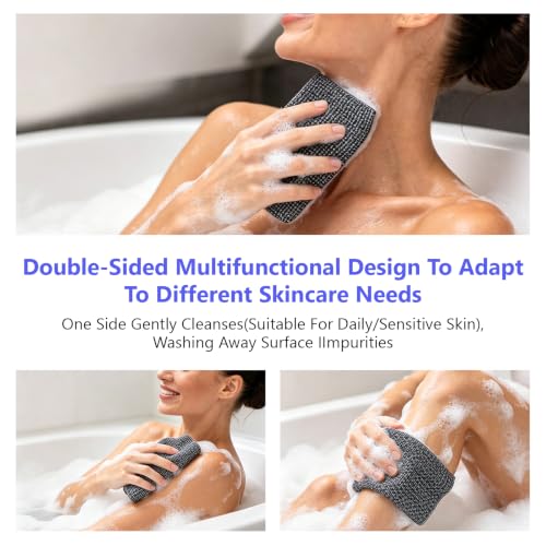 AWIL Extra Long Exfoliating Shower Towel - 47-Inch Dual-Sided Body Scrubber