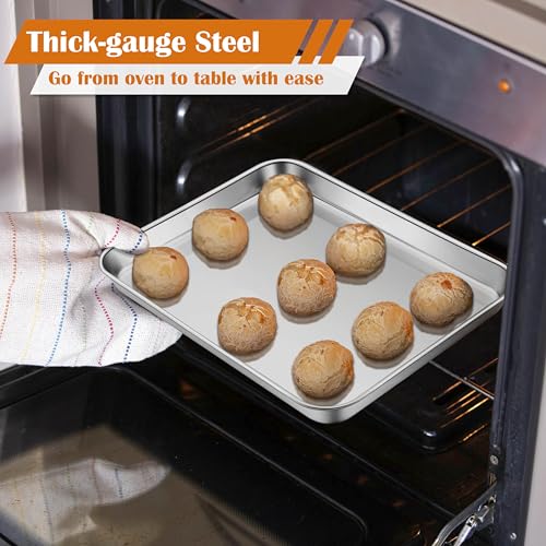 E-far Small Stainless Steel Baking Sheet, 10.5"x8.3" Toaster Oven Tray
