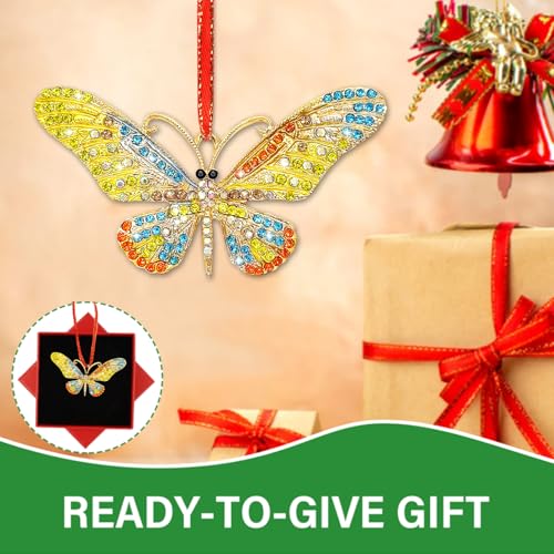 Butterfly Christmas Ornament 2025 - Metal Hanging Decor with Gift Box