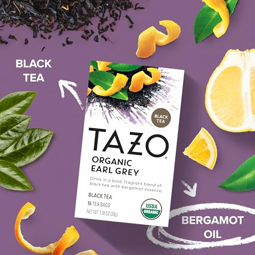TAZO Organic Earl Grey Black Tea Bags with Bergamot 16 Count