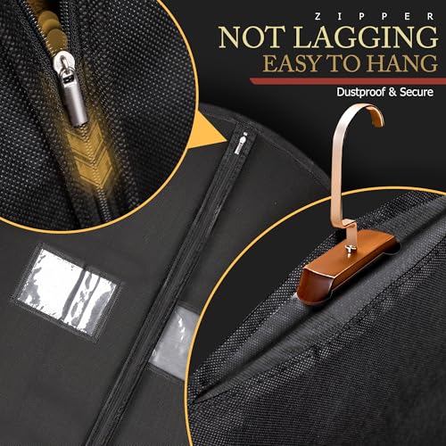 Hleelomi 2-Pack 40-Inch Garment Bags for Hanging Clothes Suit Storage Black