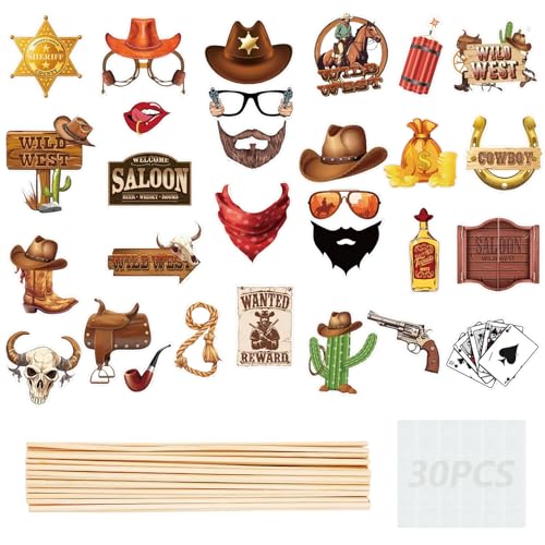 30-Piece Western Cowboy Party Decorations Set - Rustic Theme Essentials