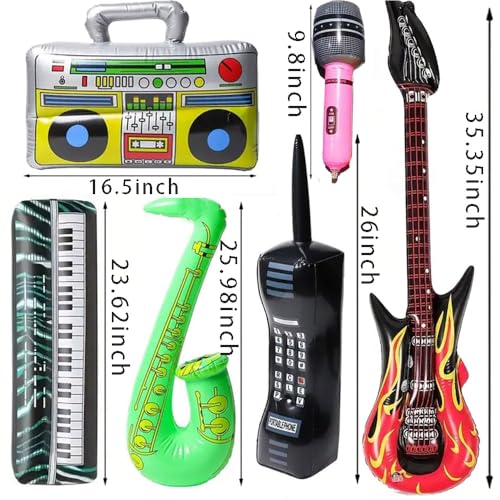 Inflatable Rock Star Party Set - Guitars, Saxophone, Microphones & More