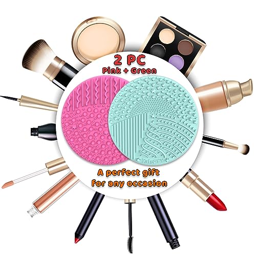 YalsFTY Silicone Makeup Brush Cleaner Mat - 2 Pack Dual-Sided Scrubber Pad