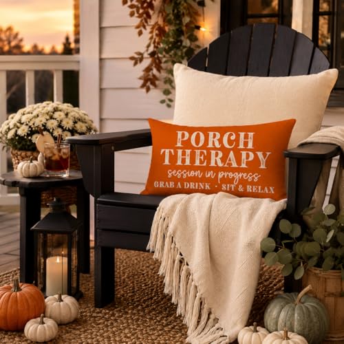 PANDICORN Farmhouse Throw Pillow Cover 12x20 Inch - Orange