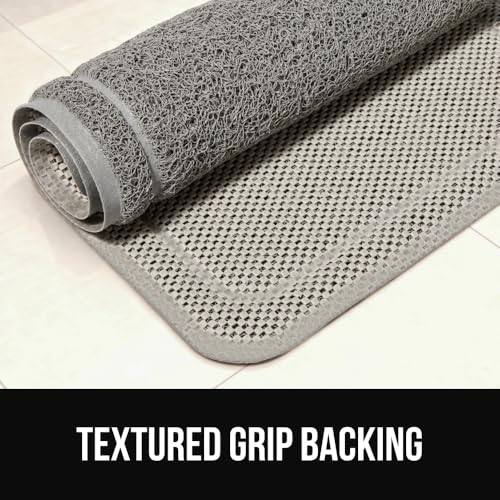 GORILLA GRIP Exfoliating Shower Mat, 24x16 Inch Gray Loofah Bath Mat