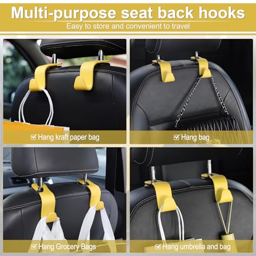 LivTee Car Seat Headrest Hook Organizer - 4 Pack Heavy-Duty Storage