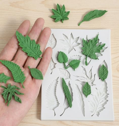 12-Piece Silicone Leaf Molds for Baking & Crafting