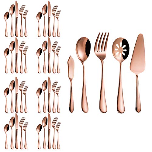 45-Piece Rose Gold Flatware Set for Weddings & Entertaining - Service for 8