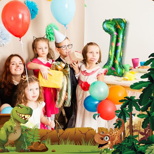 40-Inch Green Dinosaur Number 1 Balloon for Birthday Parties