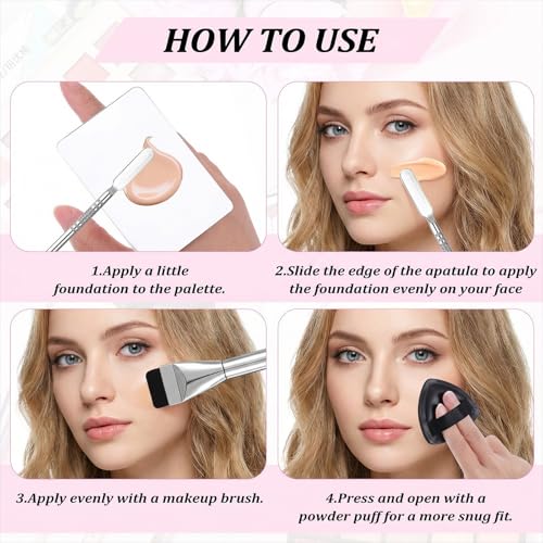 HJZHII 4-Piece Stainless Steel Makeup Foundation Mixing Palette Set