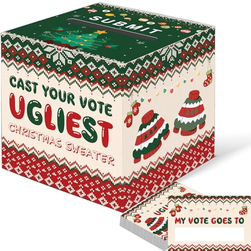 Christmas Ugly Sweater Contest Voting Card Box Set with 50 Vote Cards