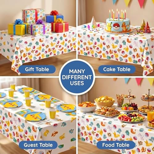 Pokemon Table Cloth 2-Pack - 54 x 84-Inch Birthday Party Decor