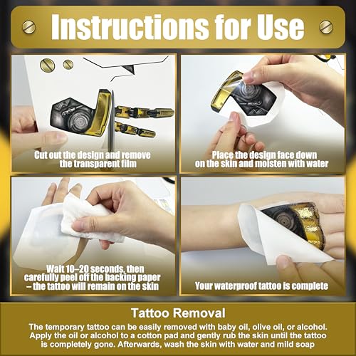 Cyborg Temporary Face Tattoos - 4 Pack Cyberpunk Robot Costume Makeup