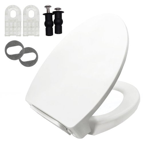 Elongated Toilet Seat for TOTO SS113/SS114/SS154/SS224/SS204/SS214/SS237/SS247, Soft Close Toilet Seat, Traditional Heavy Duty Toilet Seat Replacement Parts with Toilet Bolts and Nuts (Cotton White)