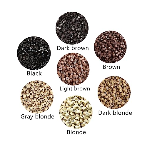 Silicone Lined Micro Links Hair Extension Beads 5.0mm Brown 200 Pcs