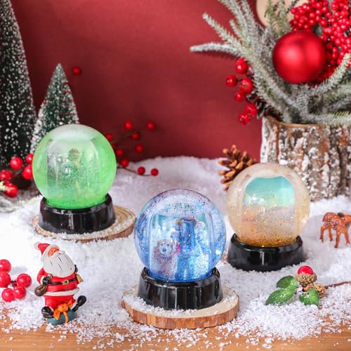 Suzile 12 Pcs Photo Snow Globes Double Sided Clear Plastic Frame - Snowflake Sequin Balls