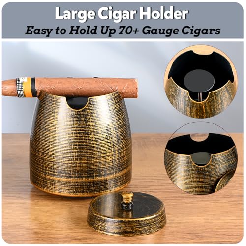 Small Cigar Ashtray with Lid - Windproof Outdoor Decor
