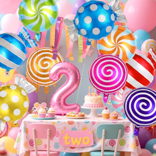 18 Inch Lollipop Candy Balloons - 24 Pcs Foil Balloons for Parties