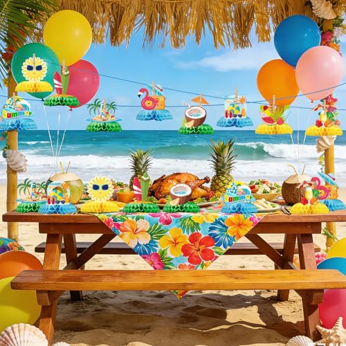 Hawaiian Luau Party Decorations 9 Pcs - Hawaii Theme Centerpieces Set