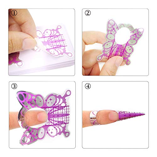 Honbay 100PCS Butterfly Acrylic Nail Extension Form Guides