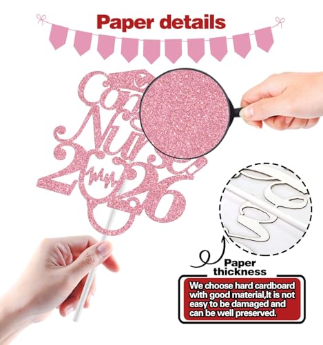 Congrats Nurse 2026 Cake Topper - Pink Glitter for Graduation