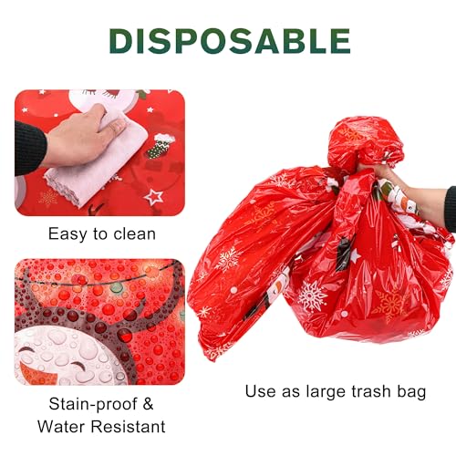 Christmas Snowman and Snowflake Disposable Tablecloths - Red Snowmen, 3 Pack, 54x108 Inch