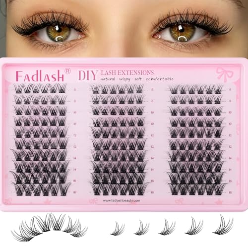 FADLASH Wispy Lash Clusters D Curl 8-16mm DIY Individual Eyelash Extensions