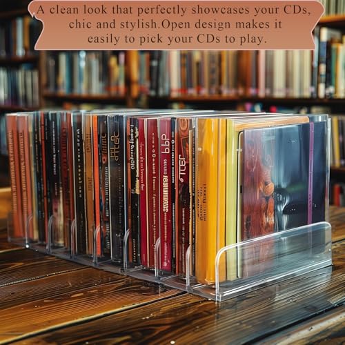 2 Pack Acrylic CD Storage Rack - Clear Desktop Organizer for 28 CD Cases
