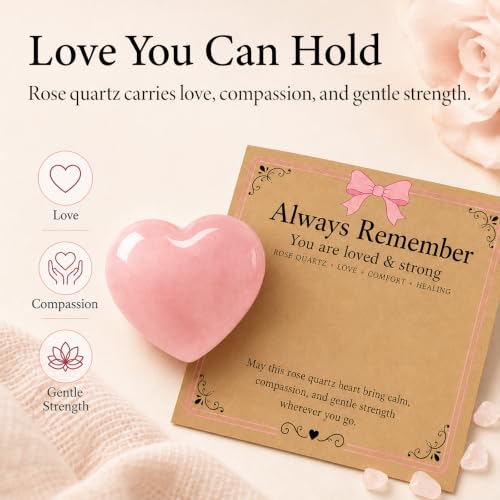 Rose Quartz Heart Affirmation Gift for Love & Strength