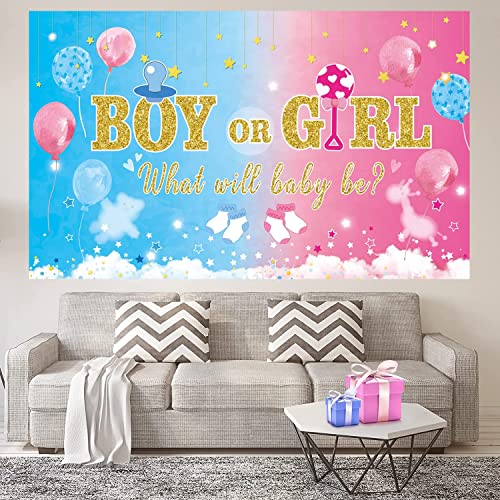 Gender Reveal Backdrop Boy or Girl Party Banner 6.1 x 3.6 Ft