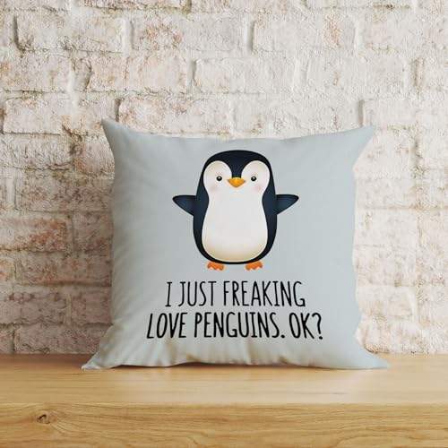 Funny Penguin Love Decorative Throw Pillow Case, 18x18 Inch - Gray-1