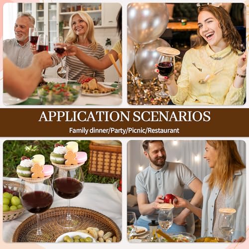 WSICSE 12 Pcs Bamboo Wine Glass Charcuterie Toppers - 4 Inch