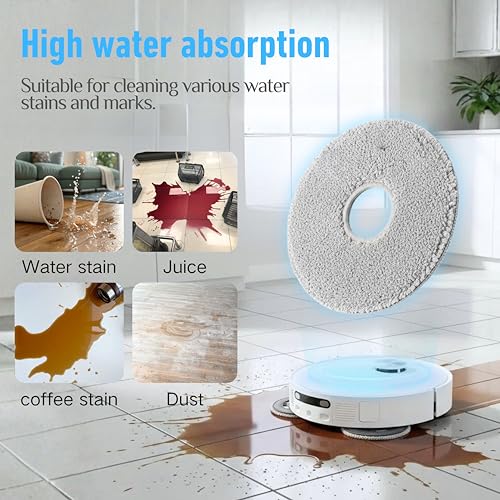 RegBogen White Snow Neil Mop Cloth Pads Replacement for Dreame L10s Ultra/L10 Ultra Robot Vacuum, 6-Pack